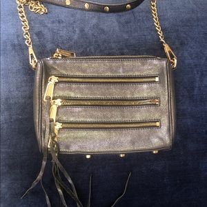 Rebecca minkoff mini 5 zip leather crossbody bag